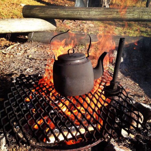 Boating practise and campfire coffee.